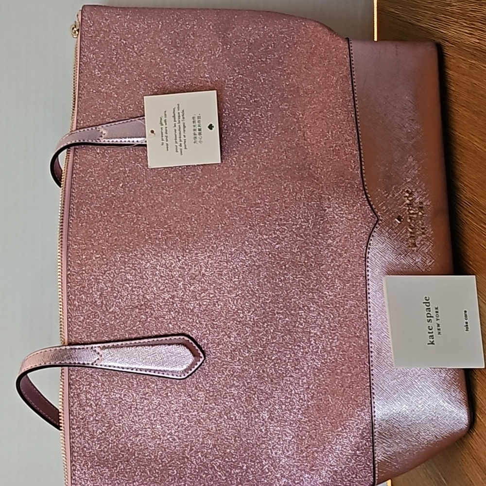 Kate Spade lola Rose Pink Glitter Tote with Tags